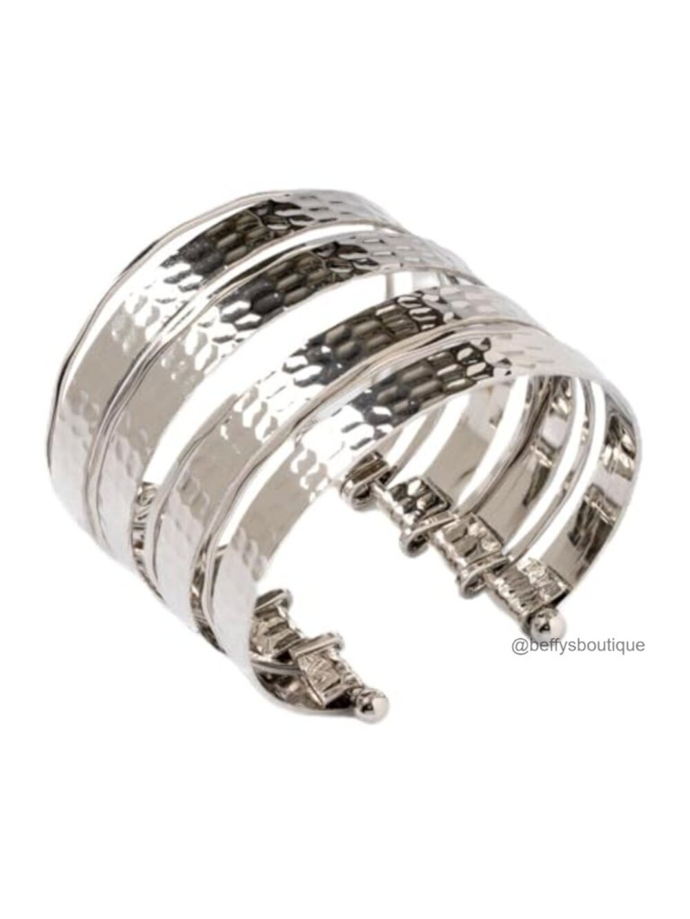 18K Yellow Gold Plated Brushed Hammered Cuff Bracelet Bangle